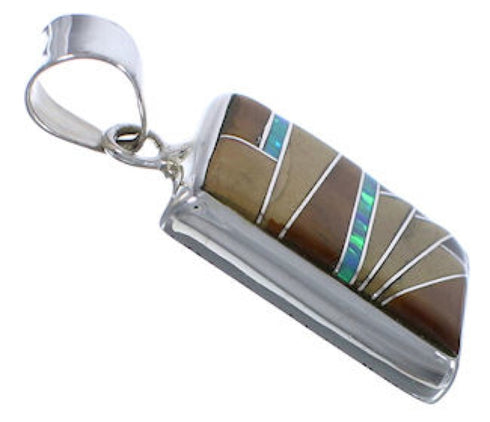 Southwestern Sturdy Sterling Silver Multicolor Pendant Jewelry PX29382